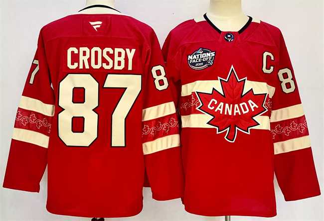 Mens Canada #87 Sidney Crosby Red 2025 4 Nations Face-Off Premium Stitched Jersey->2025 4 nations face-off->NHL Jersey